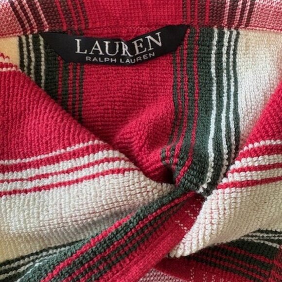 2 Ralph Lauren Red Green Cream Multi Tartan Plaid Christmas Kitchen Dish Towels - Picture 3 of 6